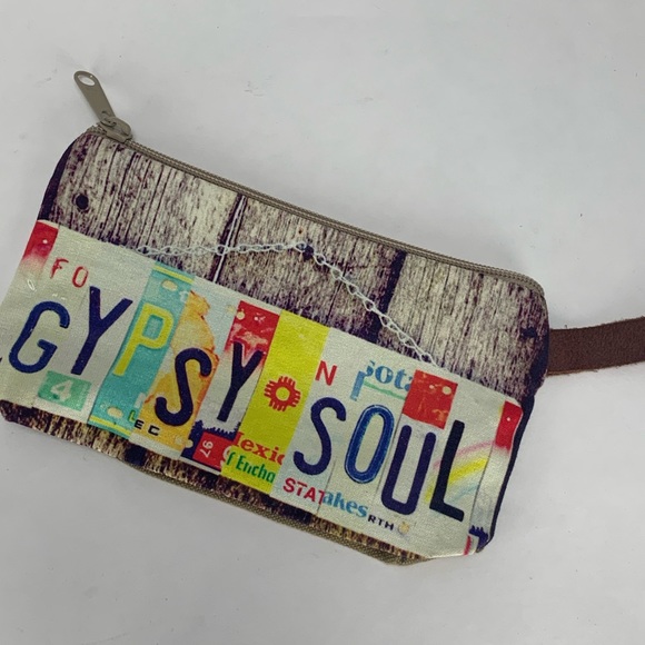 Gypsy Soul Zip Pouch Repurposed Canvas - Picture 2 of 5